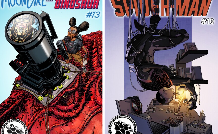 Moongirl and Spiderman.