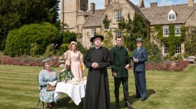 Mrs. McCarthy (Sorcha Cusack), Lady Felicia (Nancy Carroll), Father Brown (Mark Williams), Sid Carter (Alex Price) and Inspector Sullivan (Tom Chambers).