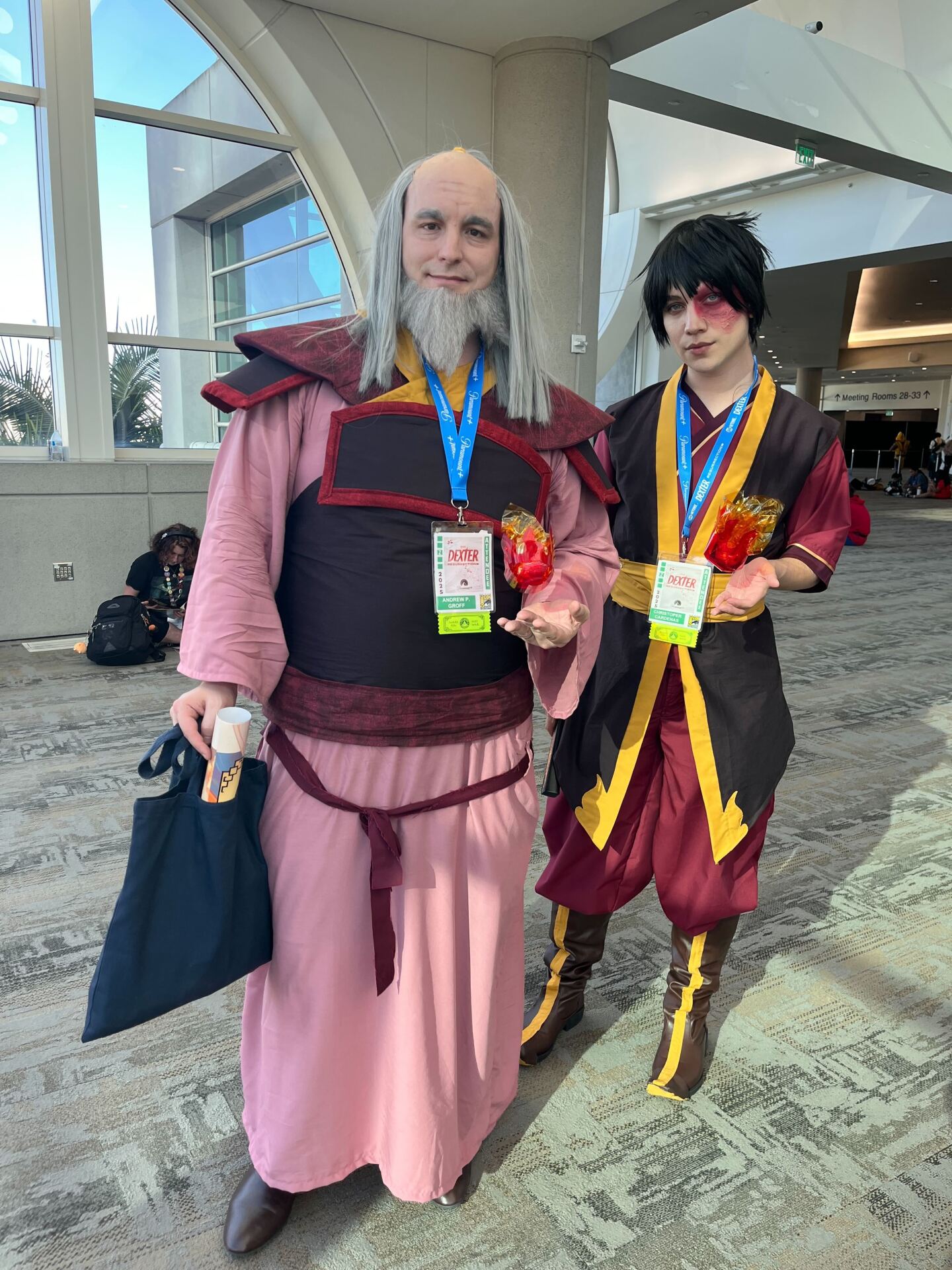 Andrew (left) and Chris (right) cosplay as Uncle Iroh and Zuko from "Avatar: The Last Airbender" on July 25, 2025.