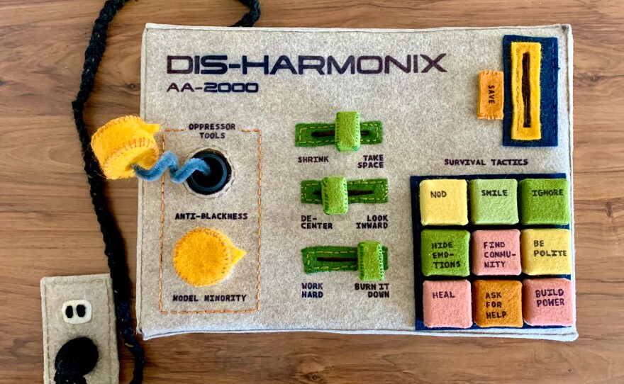 Artist Stacey Uy's "Dis-Harmonix AA-2000" sculpture, made of felt, is part of the "Ghidorah Lives" group show, opening May 28, 2021.