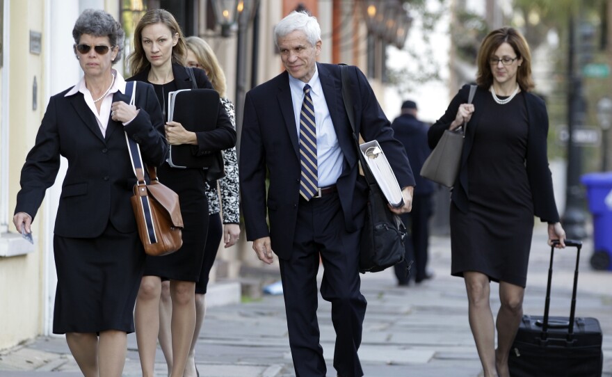 Members of the defense team for Dylann Roof arrive at the federal courthouse in Charleston, S.C., on Nov. 7.