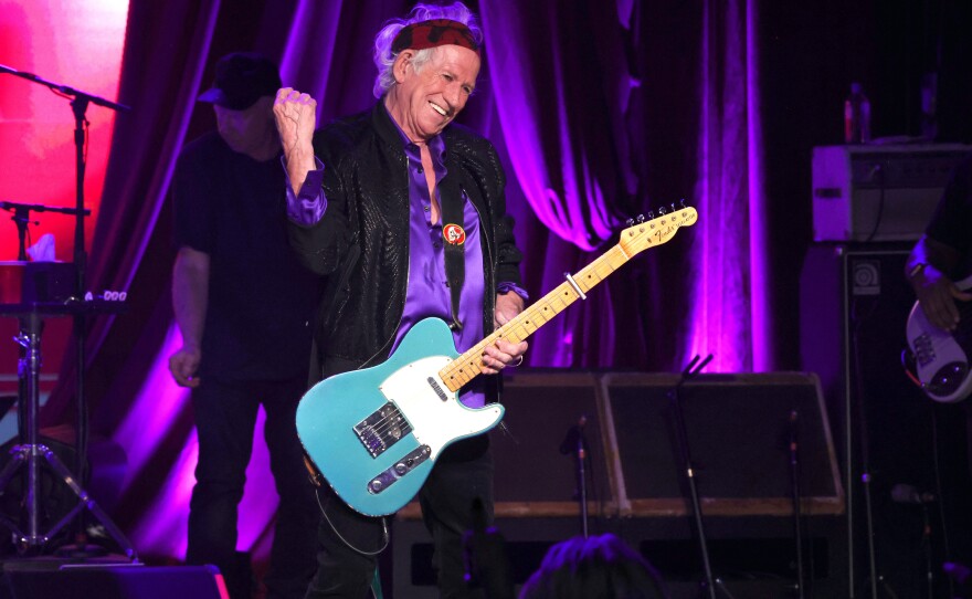 Keith Richards on Oct. 19, performing with The Rolling Stones in New York in celebration of the new album <em>Hackney Diamonds.</em>