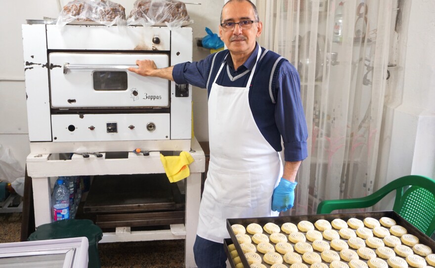 Owner of Helwayat Al-Salam, Mitri Hanna Moussa. Mitri's family has been making maamoul for decades – even before they had an oven to bake them in.