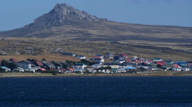 FILE - Mount Tumbledown stands tall behind Stanley on the Falkland Islands, also known as Islas Malvinas, March 16, 2026.