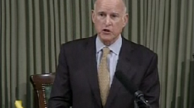 Gov. Jerry Brown delivers his State of the State address on January 18, 2012.