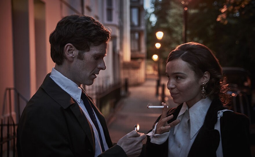 Shown from left to right: Shaun Evans as Endeavour Morse and Claire Ganay as Claudine.