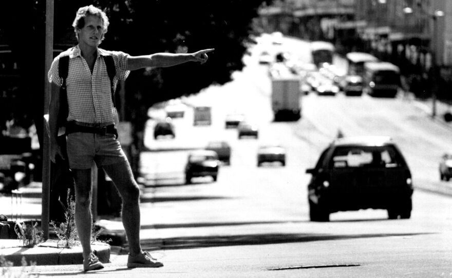 Tony Horwitz, seen hitchhiking in Australia in 1986, wrote about the experience later in his book One for the Road: Hitchhiking Through the Australian Outback. Horwitz, who would go on to win the 1995 Pulitzer Prize for national reporting, died Monday at the age of 60.