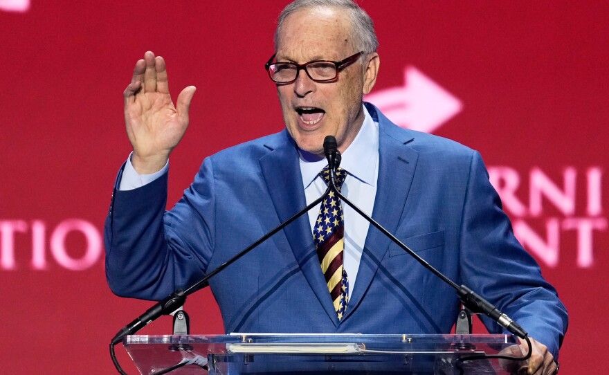 Rep. Andy Biggs, R-Ariz., speaks at a Turning Point USA event in Phoenix on April 17. Biggs, who is running for governor in Arizona, voted not to certify the 2020 election as a member of the U.S. House.