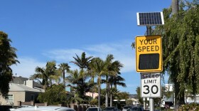 A radar feedback sign in the Crown Point neighborhood of Pacific Beach in San Diego. Feb. 21 2026