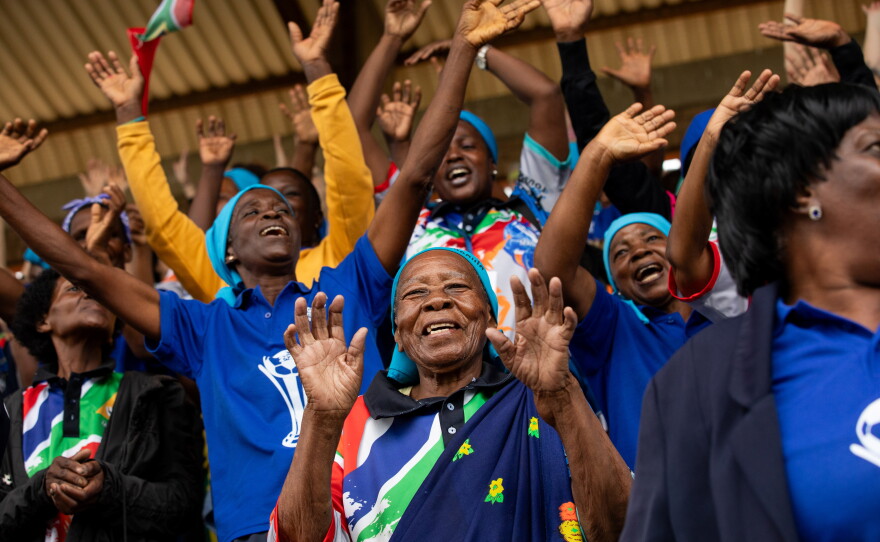 Rossina Mathye, 84 (center), was one of the original Vakhegula Vakhegula players — the name for the team from Tzaneen means "Grandmothers, Grandmothers." "Exercise is good for me," she says of her soccer career, which took her to the U.S. in 2010 to play in a special match for older women. Mathye, who has 10 grandchildren and is a great grandmother, no longer plays. "My knees are sore, so I stopped," she says. "Now I sit and watch. Now I'm one of their biggest supporters."