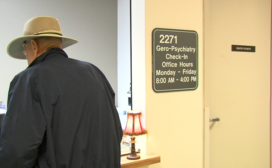 A veteran checks in at the VA Medical Center in La Jolla, April 7, 2016.