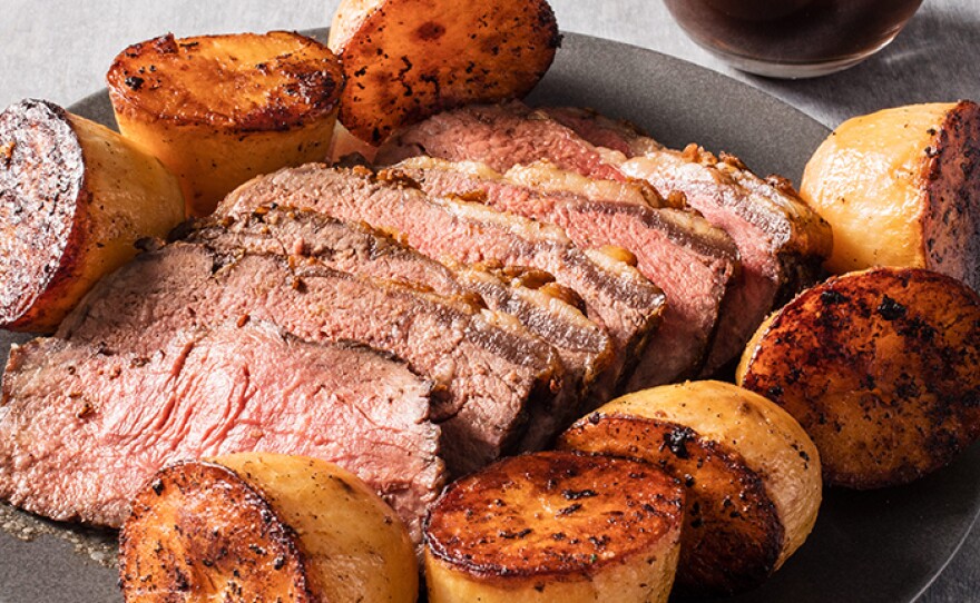 Test cook Dan Souza makes host Bridget Lancaster the ultimate Beef Top Loin Roast with Potatoes.