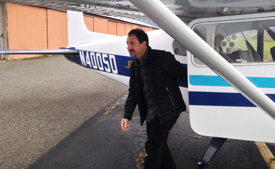 Palliative medicine physician Michael Fratkin gets off a plane after visiting a patient on the Hoopa Valley Indian Reservation. He's recently launched a startup to support this kind of work.