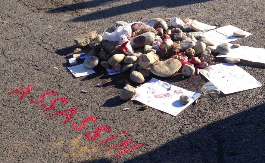 A pile of rocks marked the spot where the Nice attacker was shot and killed.