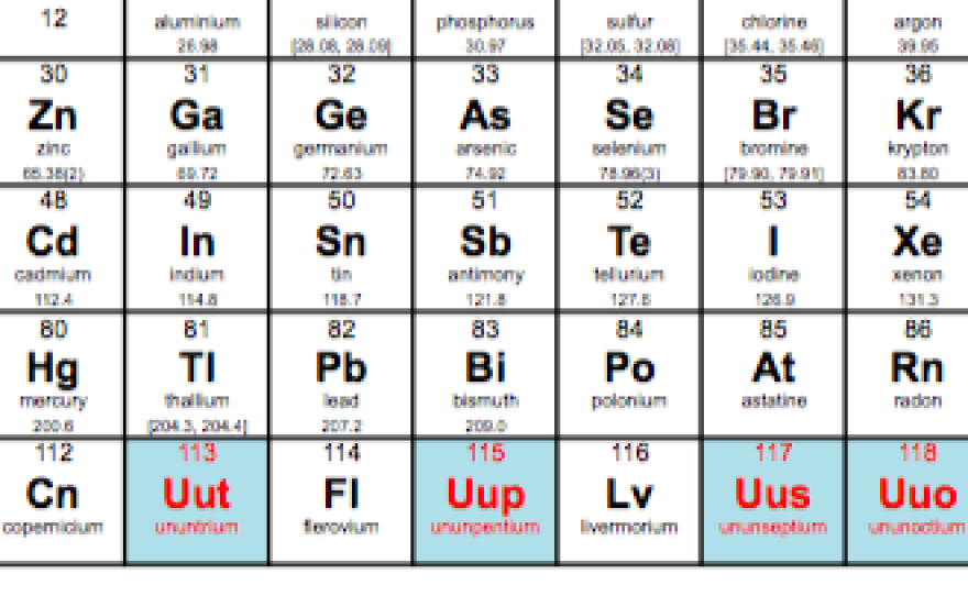 The seventh period of the periodic chart is now complete, thanks to the addition of four new elements.