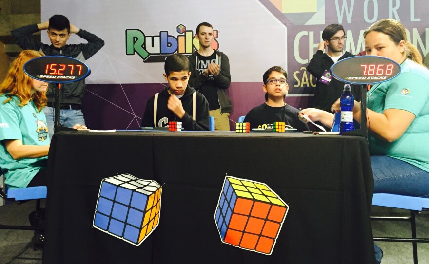 The Rubik's Cube world championships were held in Sao Paulo, Brazil, over the weekend, drawing participants from more than 40 countries. The winner completed his cube in 5.69 seconds.