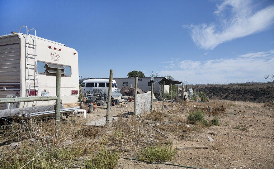 Dirt lots on the property filled with furniture and mobile homes, July 20, 2016.