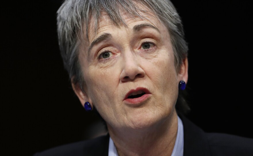 Air Force Secretary Heather Wilson, shown here at a 2017 hearing on Capitol Hill in Washington, has said she plans to resign.