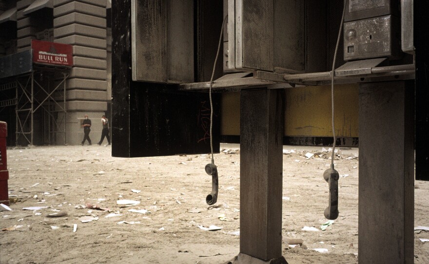 Most of the Financial District is left covered in ash, from the buildings to the pay phones.