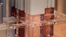 Shimmery Kosas beauty products are displayed at Shop Good in Del Mar, Calif., on Aug. 14, 2025.