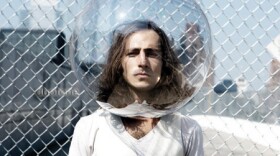 Louis Schwadron, frontman for the band Sky White Tiger, playing at Andrews Art Gallery tonight. 