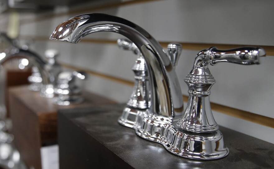 Bathroom faucets are displayed at the Brothers Plumbing Store in Sacramento, Calif., Thursday, April 9, 2015.