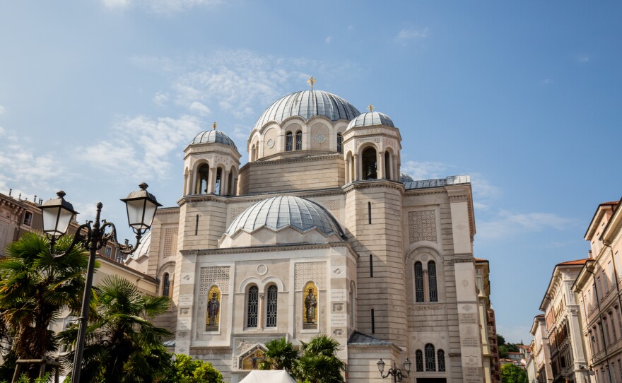 The Serbian Orthodox Church of the Holy Trinity and St. Spyridon, by Milanese architect Carlo Maciachini, reflects a Byzantine taste.