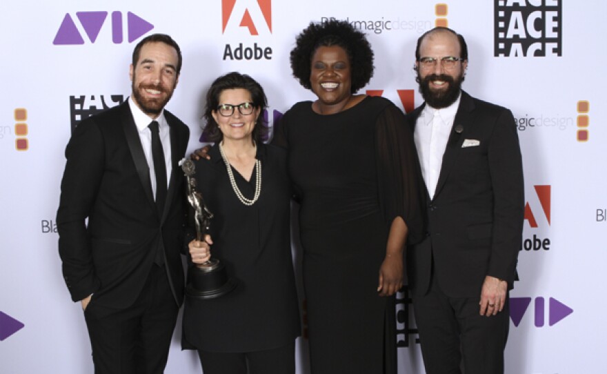 Nat Sanders, winner Tatiana S. Riegel, Joi McMillon, and Brett Gelman at the ACE Eddie Awards. Jan. 26, 2018