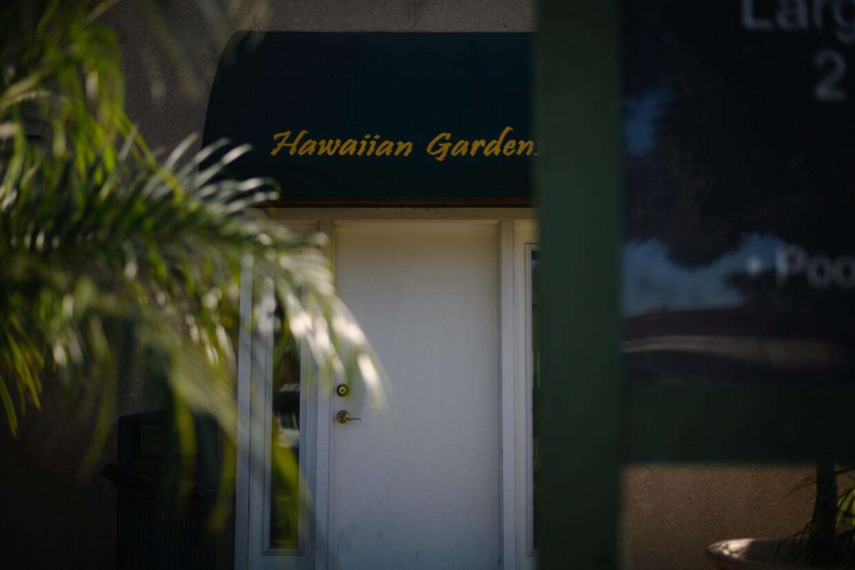 Afternoon light illuminates the Hawaiian Gardens apartments in Imperial Beach on Nov. 18, 2024.