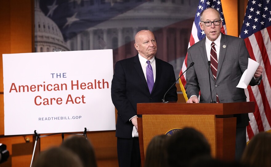 House Ways and Means Chairman Kevin Brady, R-Texas (from left) and House Energy and Commerce Chairman Greg Walden, R-Ore., answer questions about the American Health Care Act.