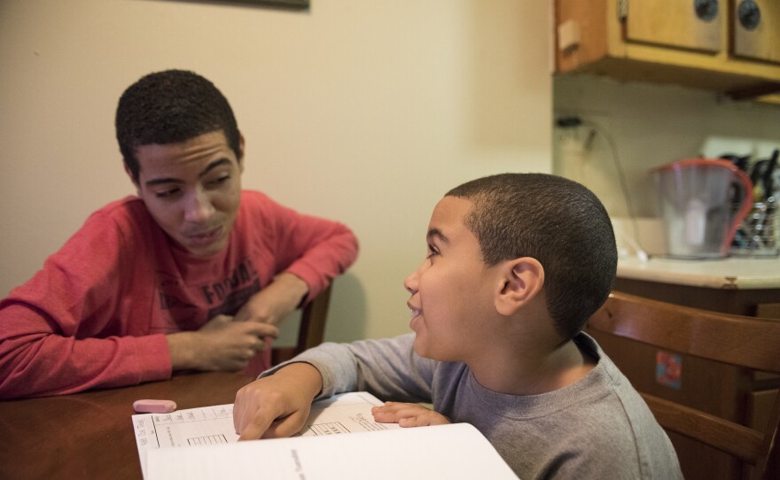 In third grade at a "no excuses" charter school, 8-year-old Jeremy Peña still gets more homework than his older brother, Jann.