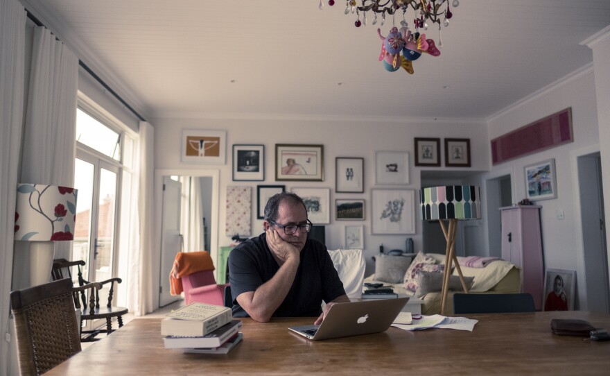 Writer Mark Gevisser in his home in Kalk Bay, Cape Town, on day 16 of South Africa's coronavirus lockdown. He has written on how the lockdown calls into sharp relief the inequalities in his country.