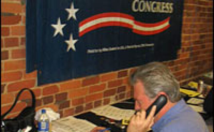 Republican Congressman Mike Sodrel of Indiana's 9th Congressional District calls voters on the eve of Tuesday's election. Sodrel's district is close to 48 percent rural and he depended on rural "moral values" voters to get elected in 2004. He lost the election to Democrat Barron Hill.