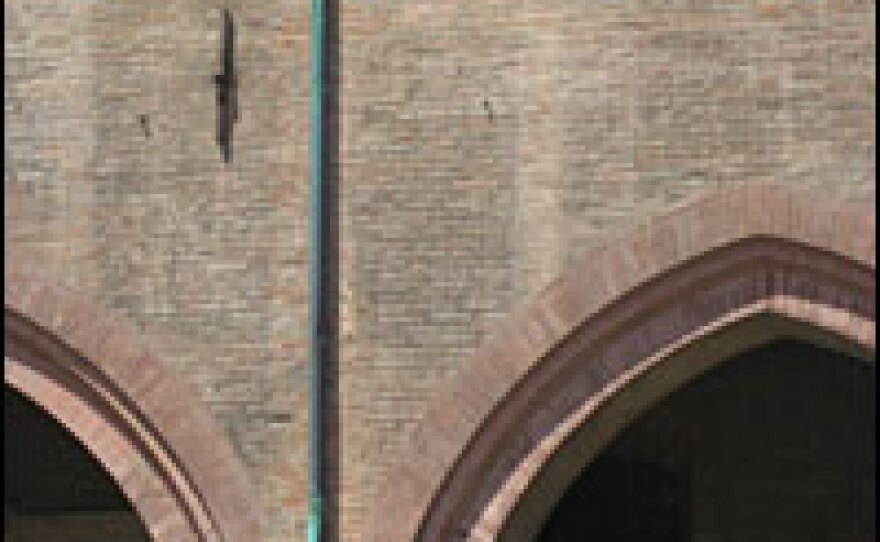 Dark lines caused by gas emissions are clearly evident on facades of buildings.