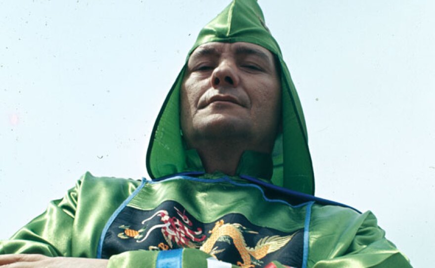 Bob Jones wearing his green Grand Dragon robes, April 1965.