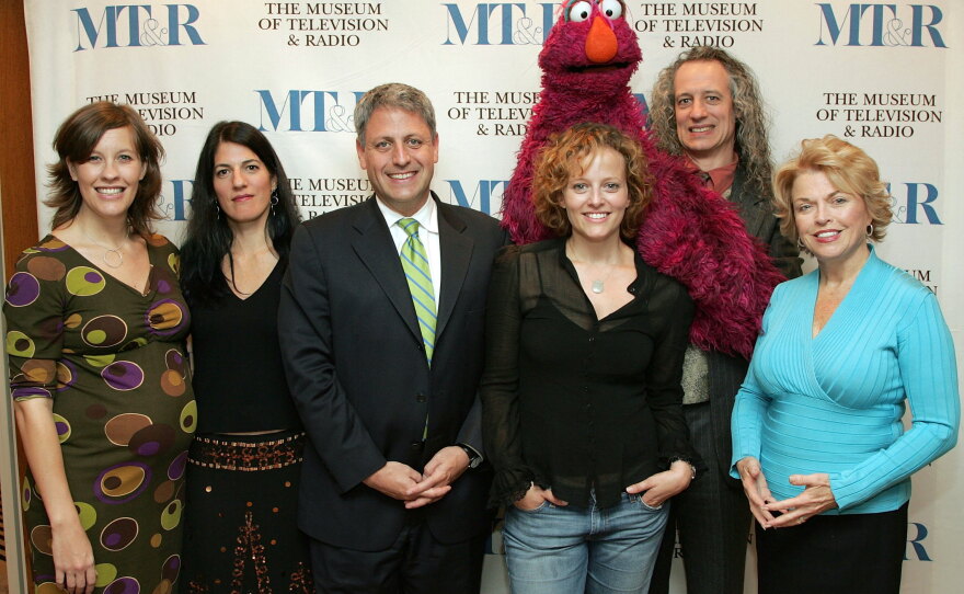 In this 2006 photo, Nadine Zylstra stands on the left, with filmmaker Linda Goldstein Knowlton, President and CEO of the Sesame Workshop Gary Knell, filmmaker Linda Hawkins Costigan, puppeteer Marty Robinson and President and CEO of the Museum of Television & Radio Pat Mitchell at the premiere of "The World According To Sesame Street."