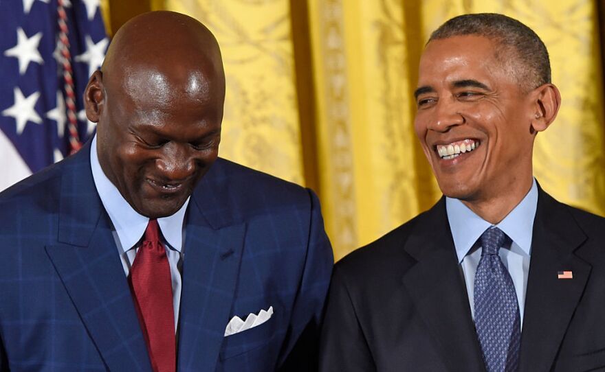 U.S. President Barack Obama and NBA athlete Michael Jordan share a smile during the presentation of the Presidential Medal of Freedom, the nation's highest civilian honor, in the White House last month.
