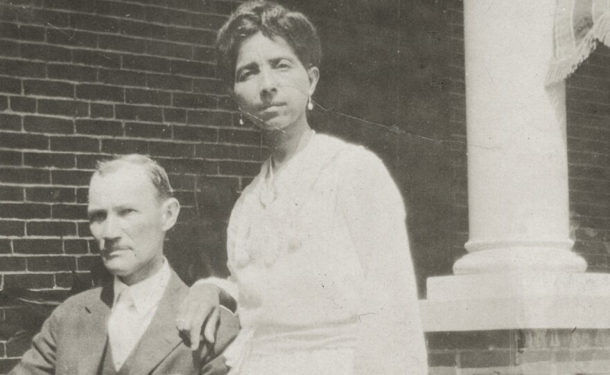 Alex Manly, editor of The Daily Record, and Caroline "Carrie" Sadgwar Manly. Circa 1920.