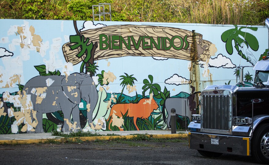 A mural painted by volunteers from the Save the Zoo Foundation, who worked for years to maintain the zoo grounds in the hopes that it would eventually reopen.