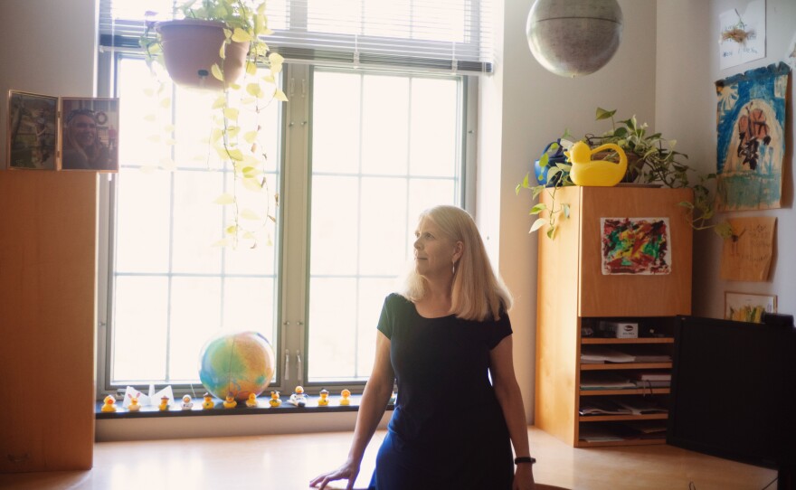Darby Dyar in her office at Mount Holyoke College in Massachusetts.