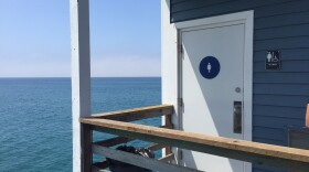 Homeless people are staying overnight in the newly refurbished public bathrooms on the Oceanside pier, May 18, 2016. 