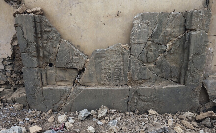 The Islamic State destroyed carved stone slabs and other archaeological treasures at the ancient site of Nimrud after seizing the area outside Mosul in 2014.