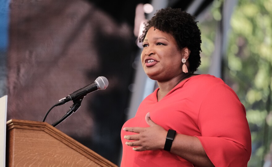 Stacey Abrams speaks during a get-out-the-vote rally for Democratic gubernatorial candidate and former Virginia Gov. Terry McAuliffe on Oct. 24, in Charlottesville, Va.