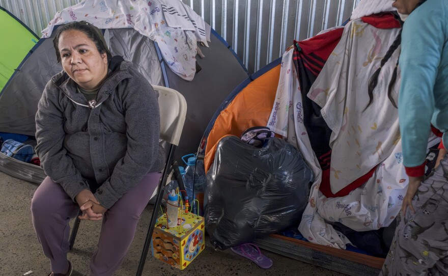 Blanca Isabel has been living in the Movimiento Juventud 2000 with her adult children and grandchildren for four months waiting for the CBP One application to show available appointments for requesting asylum, Tijuana, Dec. 10, 2024.