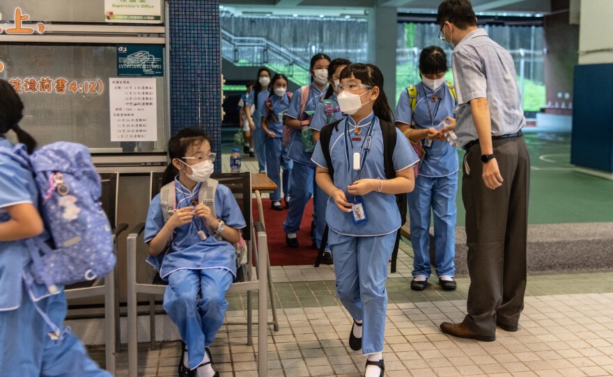 When schools reopened this spring, students were given hand sanitizer upon arrival.