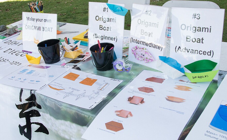 A photo of art projects from the 2016 Figment San Diego art festival.