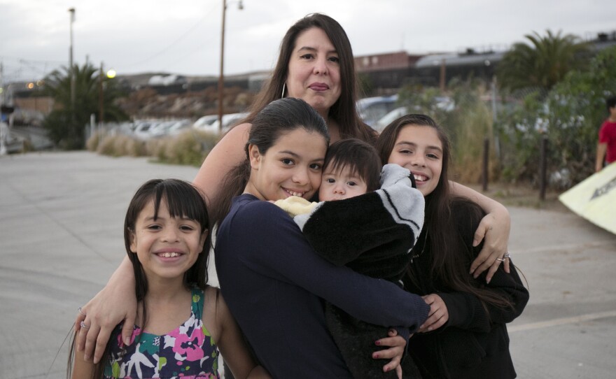 Rachel Quintana and her daughters who are students in the San Ysidro School District, Jan 15, 2016.