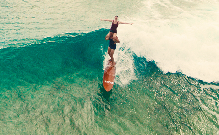 "Waterman" depicts the jaw-dropping tandem surfing ride with Isabel Letham, a young woman who would go on to become an accomplished surfer.