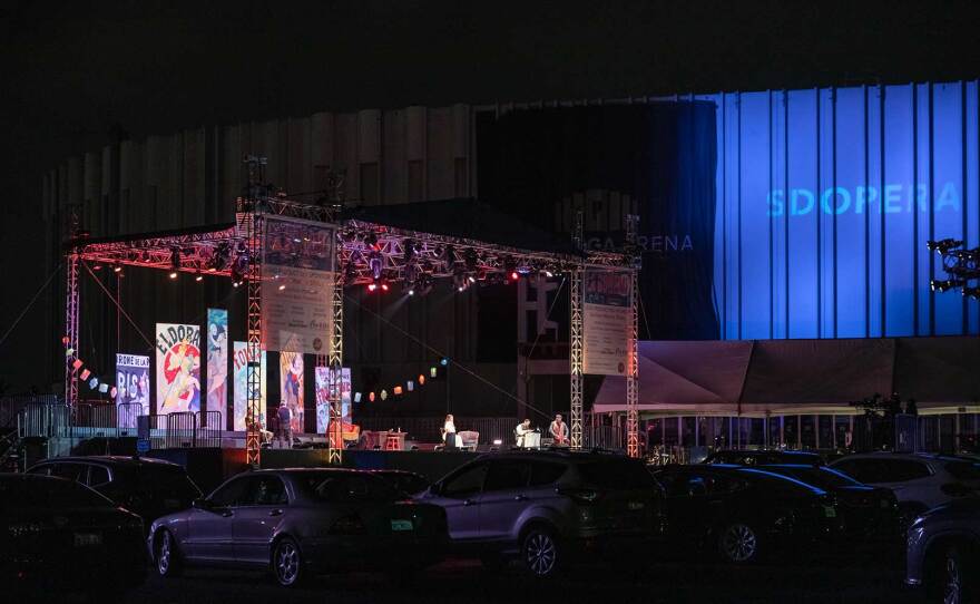 San Diego Opera's "La Bohème," presented in a new drive-in adaptation, is pictured on October 24, 2020. Performances run through November 1.