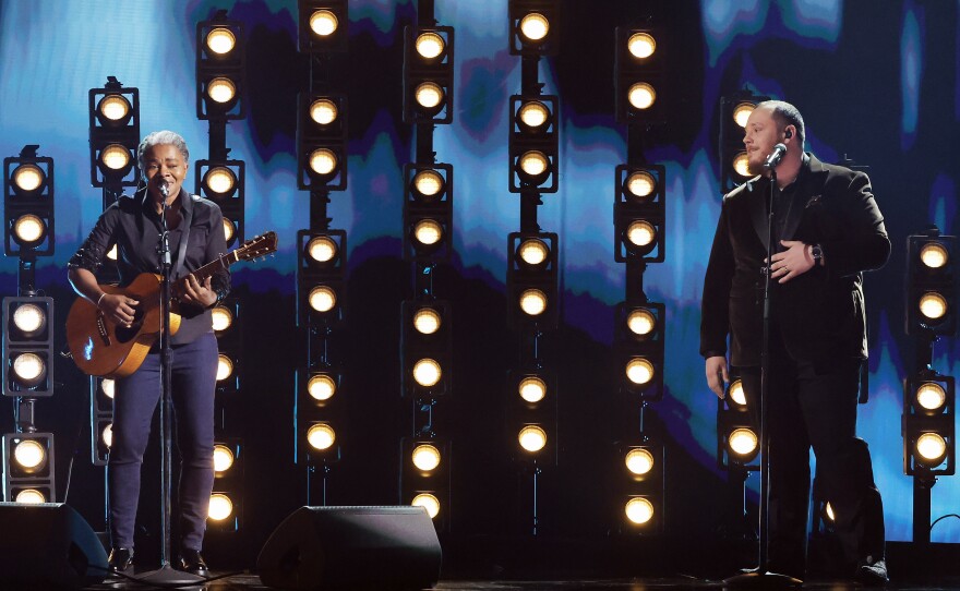 Tracy Chapman (left) and Luke Combs perform onstage during the 66th Grammy Awards on February 04, 2024 in Los Angeles, California. Combs's had a hit last year with his cover of Chapman's "Fast Car," which itself was nominated for song and record of the year in 1989.